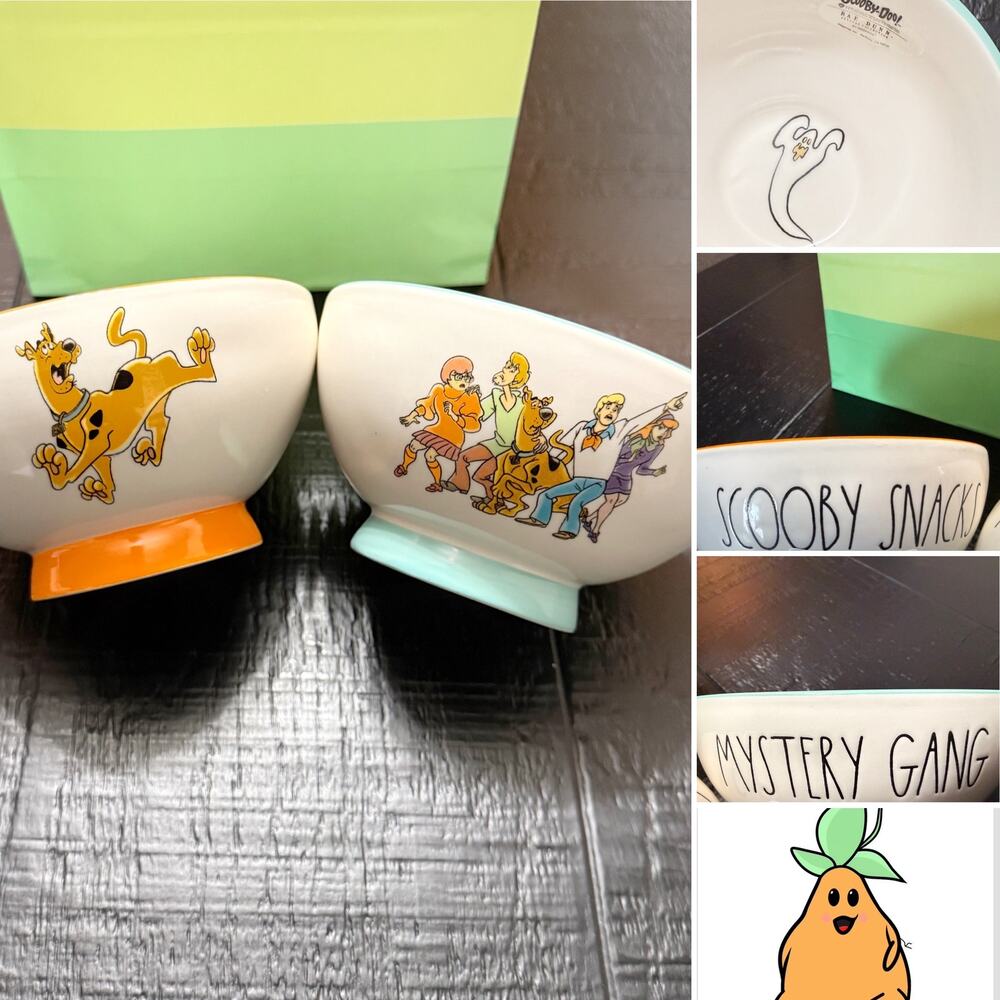 Rae Dunn Halloween Scooby-Doo Footed Bowls Set of 2 Scooby Snacks